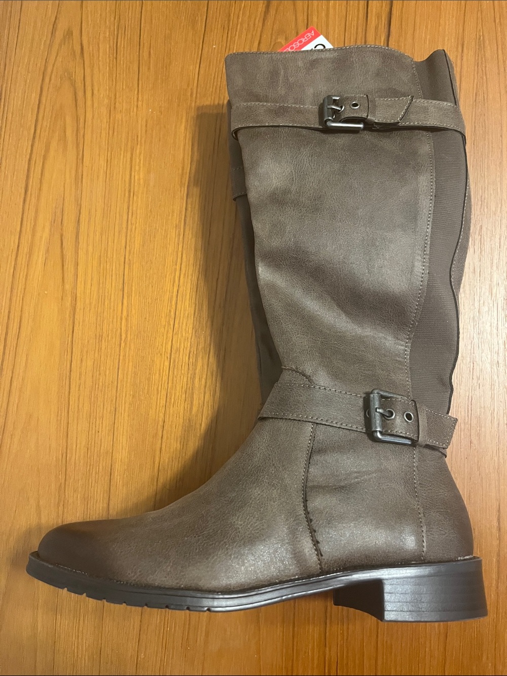 AEROSOLES Brown Knee-High Buckle Heeled Boots